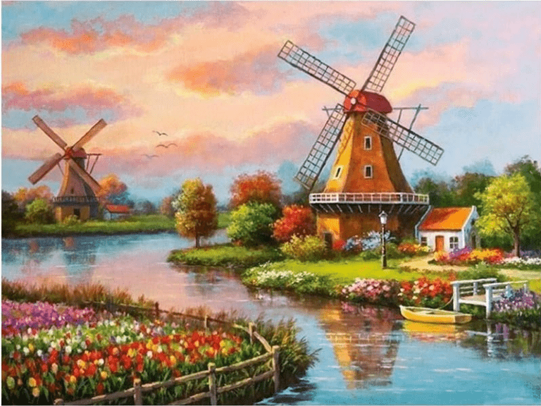 windmills painting