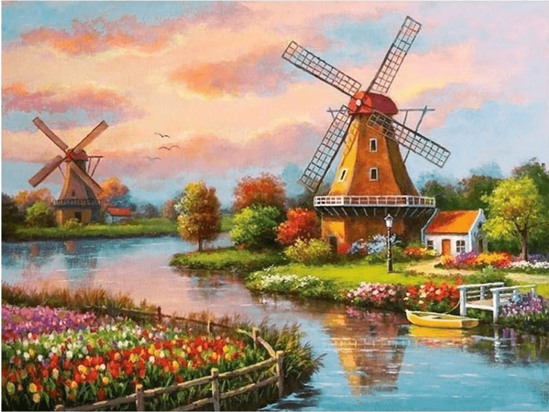windmills painting